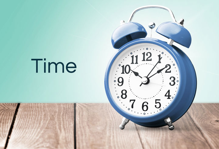 Clock on wooden top
